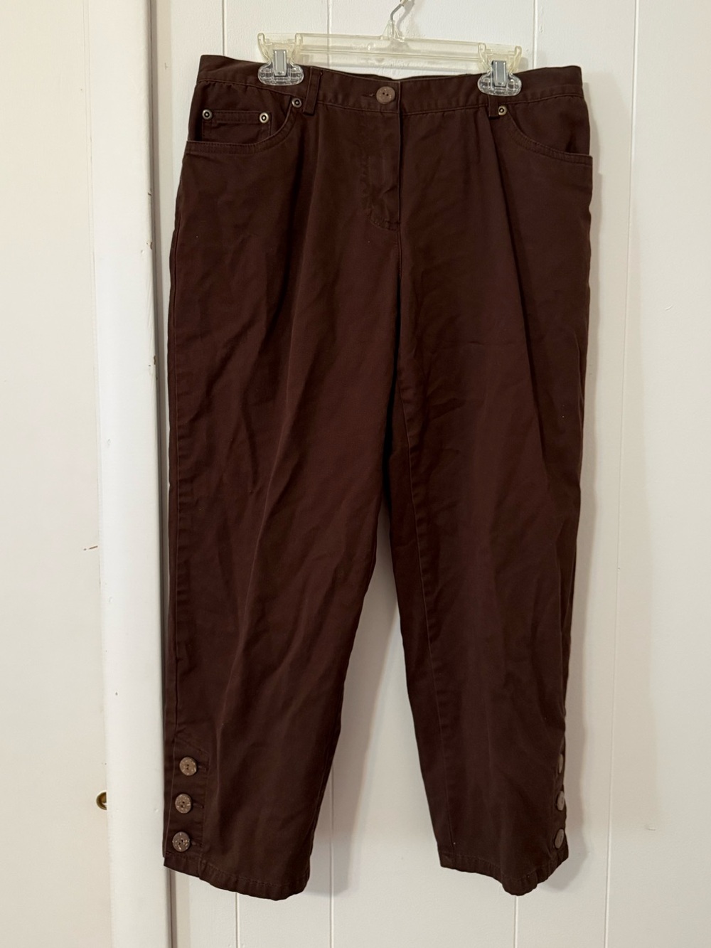 Ruby Rd. Petite Women's Dark Brown Button-Hem Chinos